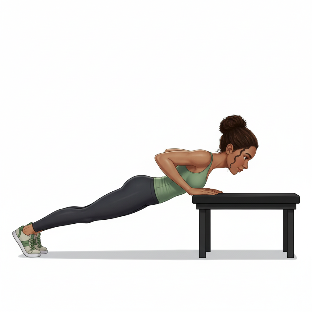 Pompes déclinées — Position finale